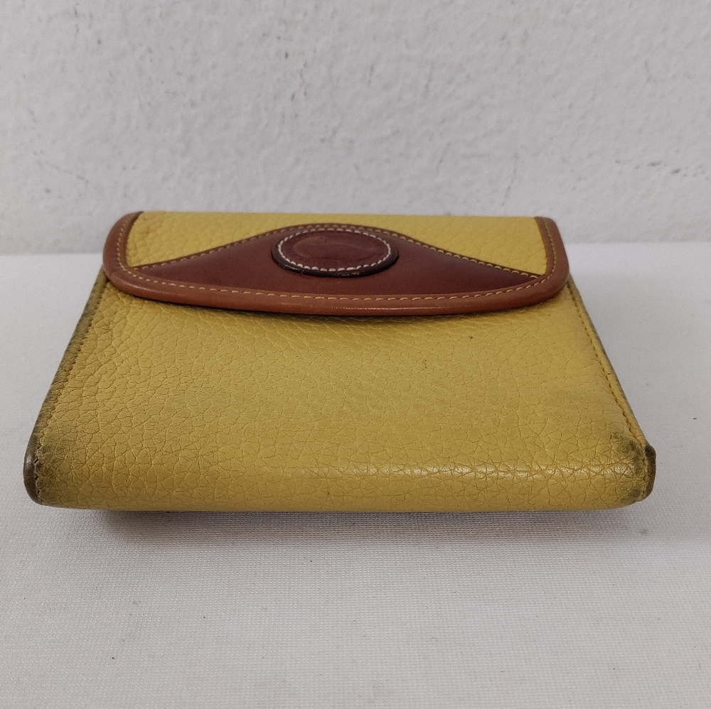 Dooney & Bourke Vintage AWL Mustard & British Tan Trifold Wallet - Picture 6 of 15